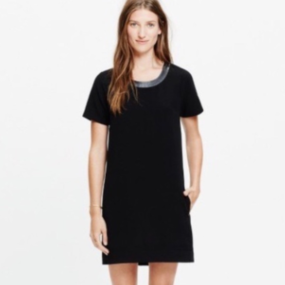 Madewell Dresses & Skirts - Madewell Leather Trim neckline Dress Sz Small